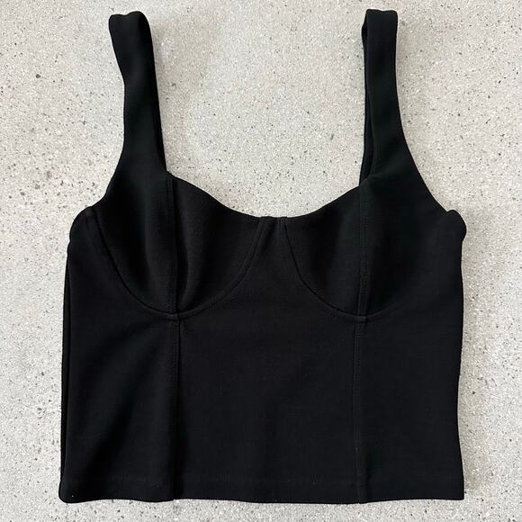 Zara Women's Bustier Crop Tank Top Black - Picture 1 of 7